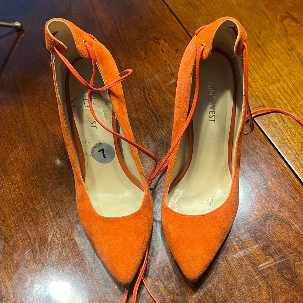 Nine West Suede Orange Stiletto Heels - Picture 4 of 5